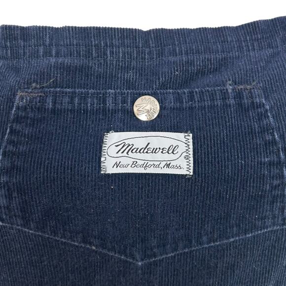 Vintage Madewell Blue Corduroy Overall Dress Womens Sz XS 80s Skater Cottage - Picture 7 of 16